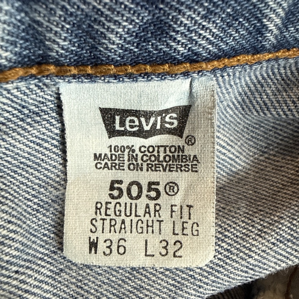Vtg 1999 Levi's 505 Jeans Men Sz 36 x 32 Blue Made in Columbia Straight Leg - Picture 5 of 12